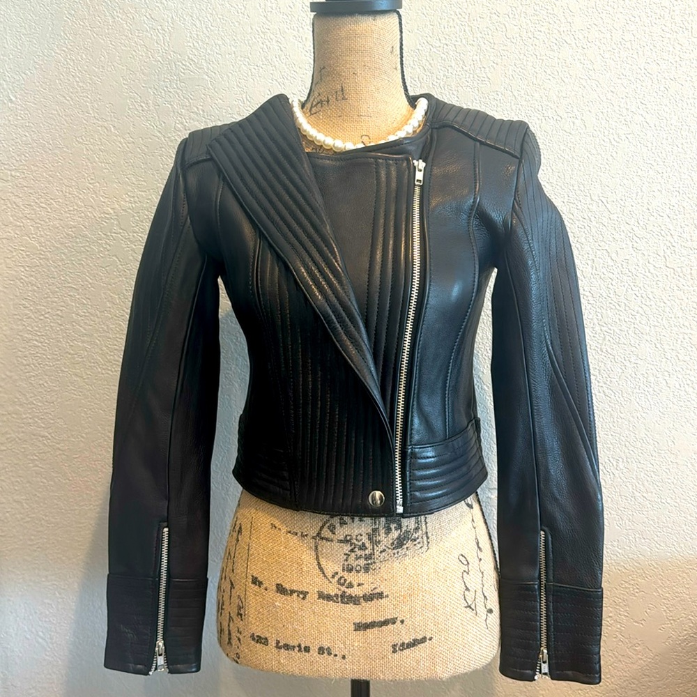 NWT Asilio Modern Domination Leather Jacket Black Size Small